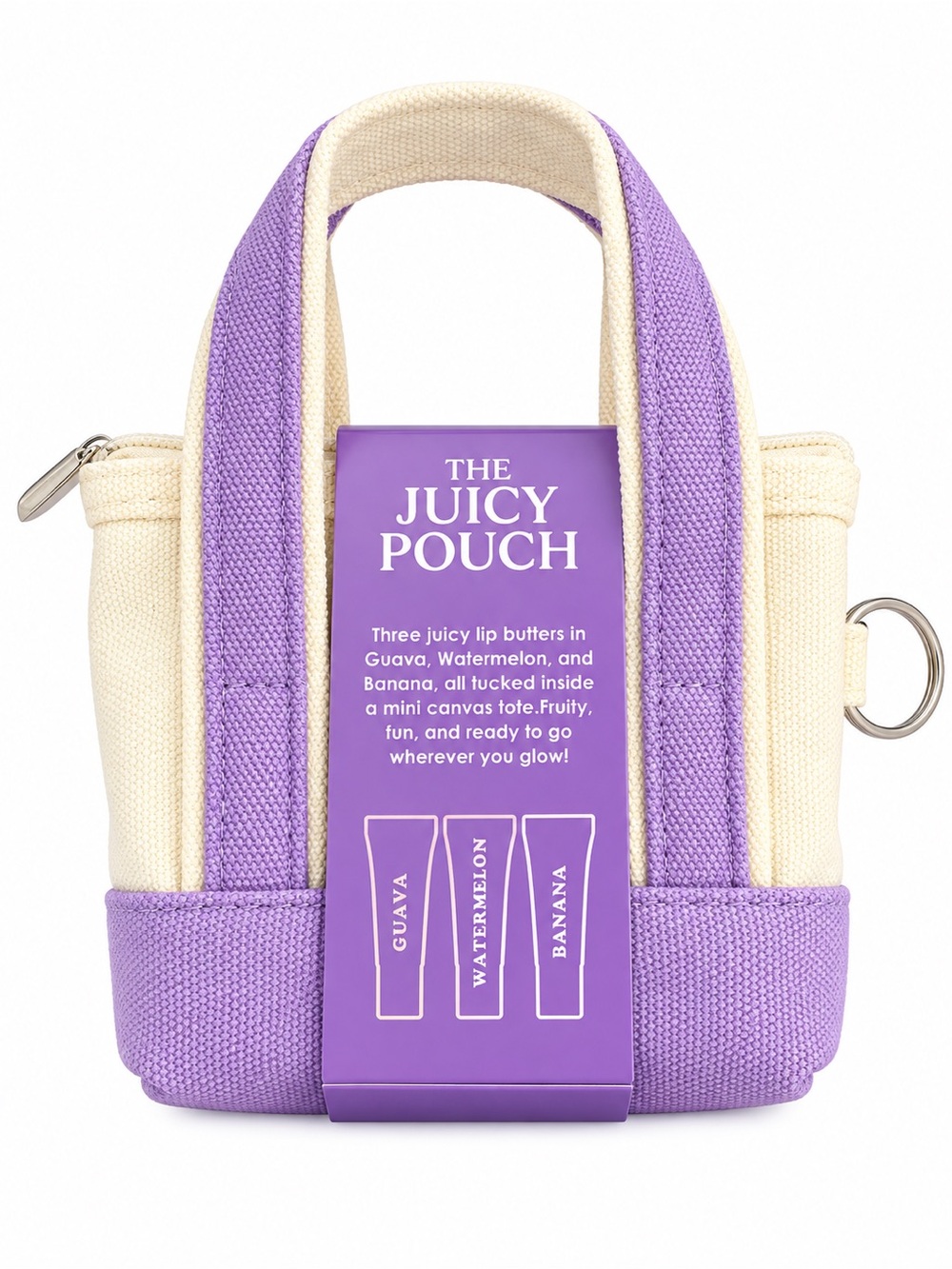 The Juicy Pouch Mini Canvas Tote with 3 lippies